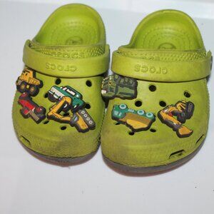 Green Crocs with Construction Charms Sz. 6/7‎